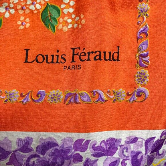 VINTAGE LOUIS FERARD Butterfly Floral XL Silk Scarf - Picture 8 of 9